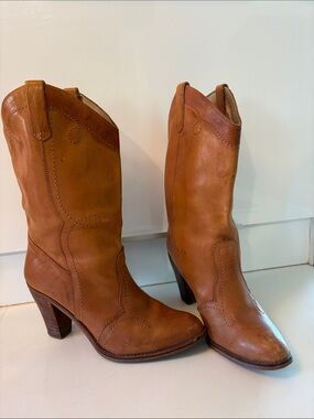 Women's Vintage Tan Romanian Leather Western Boots